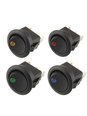 Round ON-OFF Push Button SPST Switch with dot LED indicator light  - 12V 16A DC 3PIN