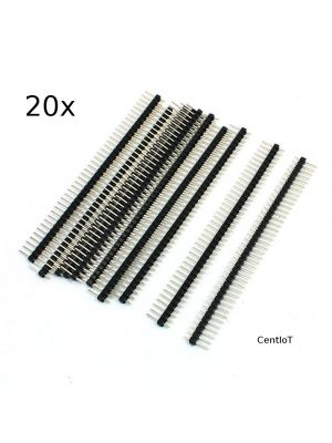 20pcs 40 pin 1x40 Single Row Male 2.54mm Breakable Pin Header Connector Strip for Arduino (Male) (Set of 20) 