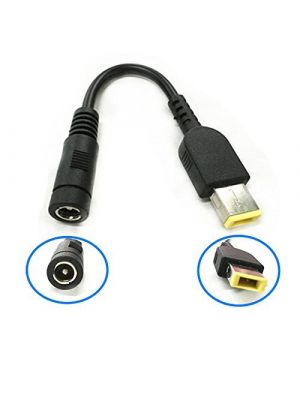Power Plug Converter - Square Male -to- to 5.5 x 2.5mm Female Connector with 15cm Cable Adapter - Suitable for Lenov Thinkpad Laptop