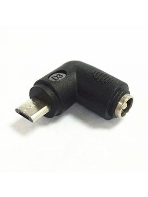 DC Power socket 5.5 x 2.1 mm FEMALE -to- MALE USB Mini B pin | 90 Degree angled | Connector Adapter Converter