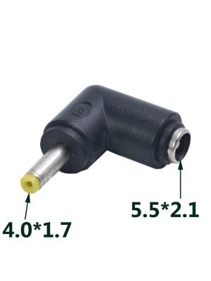 DC Power socket 5.5 x 2.1 mm FEMALE -to- MALE DC Plug 4.0 x 1.7 mm | 90 Degree angled | Connector Adapter Converter