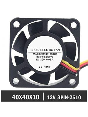  4010 12V 0.6A DC Brushless  Ventilation Cooling Fan Sleeve Bearing 3PIN  - 40x40x10 mm