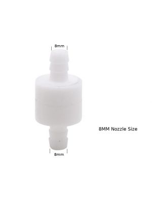 One-Way Non-Return Inline Check Valve - Plastic White - for Water Gas Liquid (8MM) 