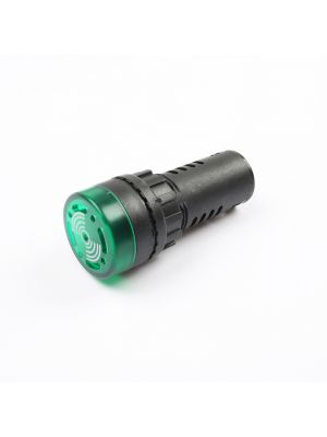 AD16-22SM - LED Active Buzzer Beep Alarm - Flash Signal Indicator Light - AC 22mm (220V, Green)