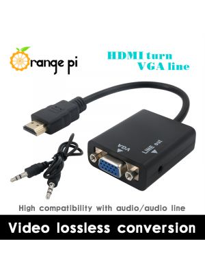 HDMI to VGA Converter Adapter Cable (Black with Audio)