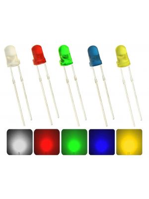 3mm Round Diffused 5 Color Red/Green/Blue/Yellow/White Assorted Mixed LED Round (candle) Super bright LED bulbs Light Emitting Diode (50)
