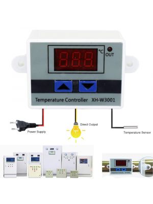  XH-W3001 AC 220V 10A 1500W LED Digital Temperature Thermostat - Waterproof NTC Sensor