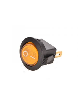 Illuminated LED SPST ON/OFF Push Button Round Rocker Switch - 3 pin 4.8mm terminals - for Car/Boat/Auto/Van LED Lamp Dash Light - (12V, Yellow)