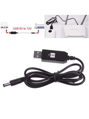 USB DC 5V to 12V pin 5.5 x 2.1 mm male Step up Converter for Router LED Strip Light (1 m)