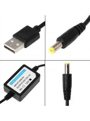 USB DC 5V to 12V DC 1A 12W Pin 5.5 x 2.1 mm male Step up Converter for Router LED Strip Light (125 cm)
