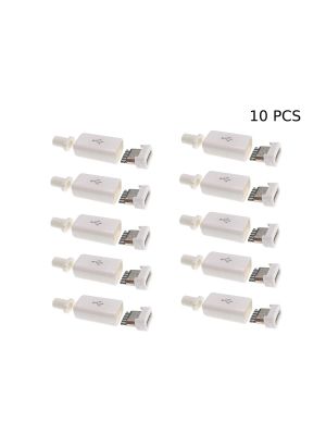  Type B Micro USB Male USB 2.0 - 5 Pin Plug Connector - with Plastic Cover - DIY Kit (White Female Long Handle)
