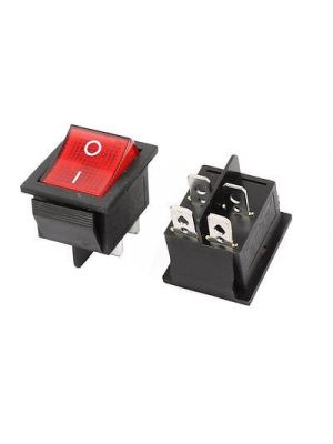 SQUARE RED 16A(MAX 250V) LED Dot Light Car Boat Square Rocker ON/OFF SPST Switch 4 Pins Toggle Button Switch