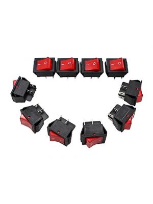 5PCS - RED 16A (MAX 250V) LED Dot Light Car Boat Square Rocker ON/OFF SPST Switch 4 Pins Toggle Button Switch