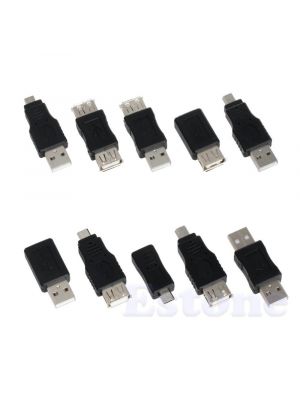 10PCS Pack 5 pin F/M mini Changer Converter Adapter USB Male to Female Micro USB