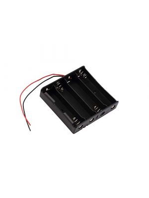 4S x 18650 Four Cell in Series Lithium Battery Holder - for 16.8V li-ion Plastic case with Lead Wire Hard pin Spring Retention - 1PCS Black