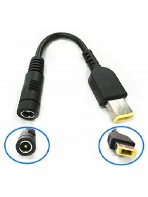 Power Plug Converter - Square Male -to- 5.5 x 2.1mm Female with 15cm Cable - Suitable for Lenovo Thinkpad Laptop