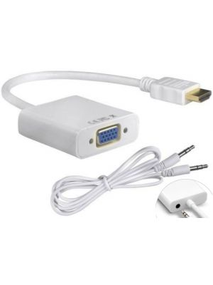 HDMI to VGA Converter Adapter Cable (White with Audio)