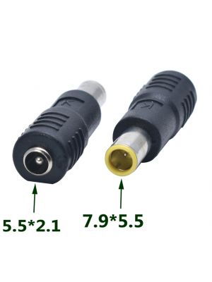 DC Power socket 5.5 x 2.1 mm FEMALE -to- MALE Lenovo Round Plug 7.9 x 5.5 mm | Connector Adapter Converter | for IBM Lenovo Thinkpad Laptop
