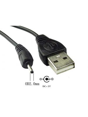 USB 2.0 Type A Male -to- Male DC Power Jack Plug 2.0 x 0.6 mm - Connector Adapter Converter - with Cord