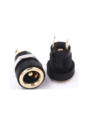 DC Power Supply Male Jack Socket Gold Round Panel Chasis Mount 12V 3A - 2.1 x 5.5 MM
