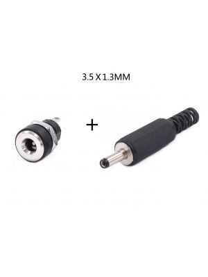 DC Power Supply male Jack and female plug combo Connector - Round Panel Chasis Mount 12V 3A - 1PCS Male + 1PCS Female 1.3 x 3.5mm