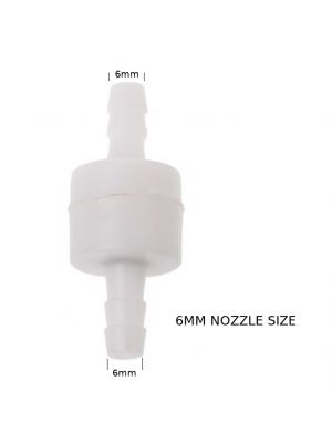 One-Way Non-Return Inline Check Valve - Plastic White - for Water Gas Liquid (6 MM) 