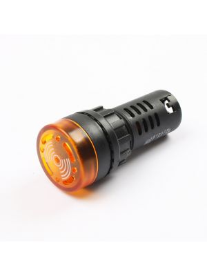 AD16-22SM - LED Active Buzzer Beep Alarm - Flash Signal Indicator Light - AC 22mm (220V, Yellow)