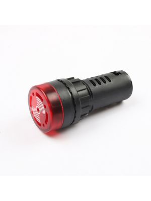 AD16-22SM - LED Active Buzzer Beep Alarm - Flash Signal Indicator Light - AC DC 22mm (24V, Red)