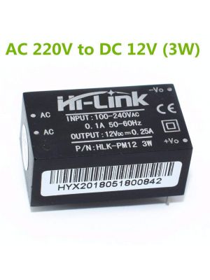 Hi-Link AC-DC 220V to 12V 3W Mini Power Supply Module - Intelligent Household SMPS Switch Mode Power Supply Module (HLK-PM12 12V 3W)