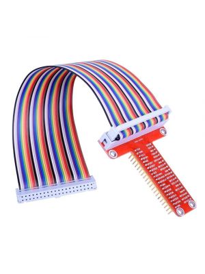 Red RPi GPIO Breakout Expansion Board + 40pin Flat Rainbow Ribbon Cable for Raspberry Pi 4 3 2 Model B & B+