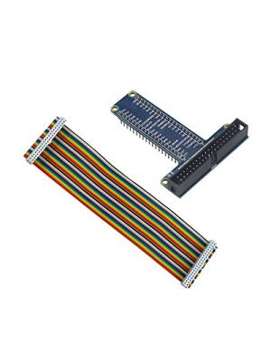 Blue RPi GPIO Breakout Expansion Board + 40pin Flat Rainbow Ribbon Cable for Raspberry Pi 4 3 2 Model B & B+