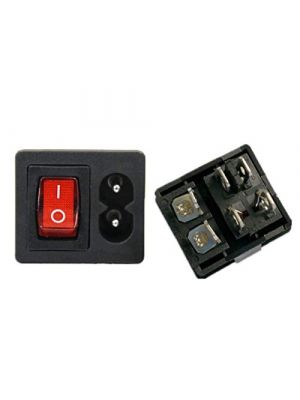 IEC320 C8 Power Cord Inlet Socket Receptacle with ON-Off Red Light Rocker Switch - 250V 2.5A for Computer Amplifier