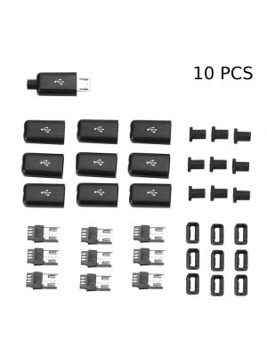  Type B Micro USB Male USB 2.0-5 Pin Plug Connector - with Plastic Cover - DIY Kit (Black)