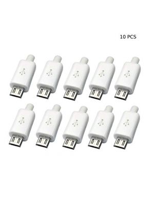 Micro USB Type B  MALE USB 2.0 - 5 Pin Plug Connector -Plastic Cover - (6mm White)